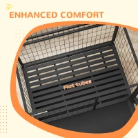 PawHut Heavy Duty Dog Crate on Wheels w/ Bowl Holder, Removable Tray, Openable Top, Detachable Door, for L, XL Dogs(m-7)