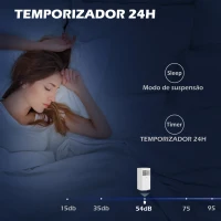 HOMCOM Ar Condicionado Portátil 9000 BTU 960 W com Ecrã LED Controlo Remoto Temporizador para 12-20 m² 30x34x69,4 cm Branco(m-5)