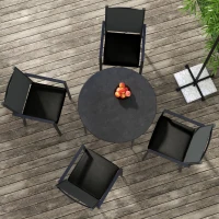 Outsunny 4-Piece Seat Cushions Pillow Replacement, Patio Chair Cushions Set with Ties for Indoor Outdoor, Black(m-6)