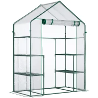 Outsunny Estufa de Jardim com 4 Prateleiras Porta com Fecho de Correr para Cultivo de Plantas Flores Vegetais 142x73x195 cm Verde(m-10)