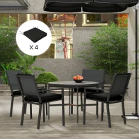 Outsunny 4-Piece Seat Cushions Pillow Replacement, Patio Chair Cushions Set with Ties for Indoor Outdoor, Black(m-10)