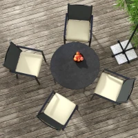 Outsunny 4-Piece Seat Cushions Pillow Replacement, Patio Chair Cushions Set with Ties for Indoor Outdoor, Beige(m-6)