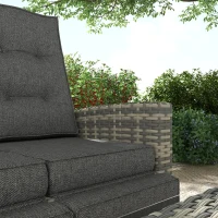 Outsunny 4 Piece Rattan Garden Furniture Set Outdoor Sofa Sectional Set with Glass Top Table for Yard, Poolside, Light Grey(m-9)