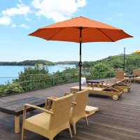 Outsunny 2.6M Patio Parasol Sun Umbrella, Tilt Shade Shelter Canopy with Crank 8 Ribs Aluminium Frame, Orange(m-2)