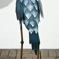 Outsunny Tuinbeeld Kraanvogels, 2-delige Set, roestvrij, weerbestendig, kleurvast, Staal, 26 x 15 x 74 cm, Blauw/Wit/Grijs(m-8)