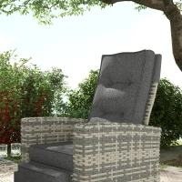 Outsunny 4 Piece Rattan Garden Furniture Set Outdoor Sofa Sectional Set with Glass Top Table for Yard, Poolside, Light Grey(m-8)
