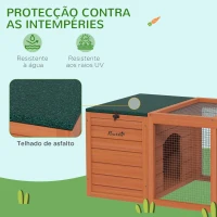 PawHut Coelheira de Madeira com 2 Ninhos 1 Porta Superior Área Aberta e Telhado de Asfalto para Exterior 140x52x46 cm Madeira(m-6)