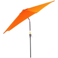 Outsunny 2.7M Garden Parasol Umbrella with Tilt and Crank, Outdoor Sun Parasol Sunshade Shelter with Aluminium Frame, Orange(m-8)