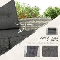 Outsunny 4 Piece Rattan Garden Furniture Set Outdoor Sofa Sectional Set with Glass Top Table for Yard, Poolside, Light Grey(m-5)