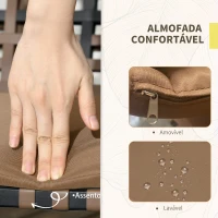 Outsunny Conjunto de Jardim de 4 Peças em Vime Sintético com 2 Poltronas 1 Sofá de 2 Lugares e 1 Mesa de Vidro Marrom e Preto(m-5)