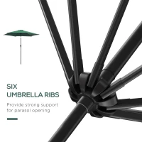 Outsunny 2.6M Garden Parasol Umbrella with Tilt and Crank, Outdoor Sun Parasol Sunshade Shelter with Aluminium Frame, Green(m-8)