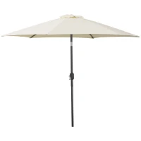 Outsunny 2.7M Patio Tilt Umbrella Sun Parasol Outdoor  Garden Sun Shade Aluminium Frame with Crank（Cream White）(m-9)