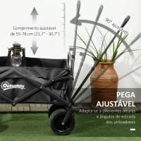 Outsunny Carrinho de Transporte Dobrável com Bolsa Térmica Removível Capacidade 100 kg para Campismo Praia 113x57x77-100 cm Preto(m-5)