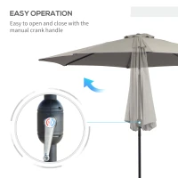 Outsunny 3m Parasol Patio Umbrella, Outdoor Sun Shade with Tilt and Crank Handle for Balcony, Bench, Garden, Light Grey(m-5)