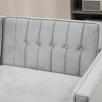 HOMCOM Sofá de 2 Lugares Convertível em Cama de Estofado Aveludado com Encosto Ajustável para Sala 189x80,5x78,5 cm Cinza Claro(m-9)