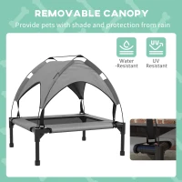 PawHut Cooling Raised Pet Bed w/ Washable Breathable Mesh, for Small Medium Dogs, 76 x 61 x 69.5cm - Light Grey(m-5)