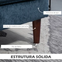 HOMCOM Sofá de Canto com Chaise Longue em Forma de L Estofado em Poliéster para Sala Capacidade 250 kg 215x142x88 cm Azul(m-7)