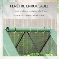Outsunny Mini Serre de Jardin Serre à tomates mini serre tunnel avec carré Potager toit pointu - Acier Thermo-laqué, tôle d'acier ondulée, PE Haute densité Anti-UV - fenêtre zippée Enroulable Vert(m-6)
