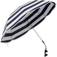 Outsunny Chapéu de Sol de Praia para Cadeira Ø103x97,5 cm com Braçadeira Teto Ajustável Abertura Manual e Anti-UV Azul e Branco(m-11)