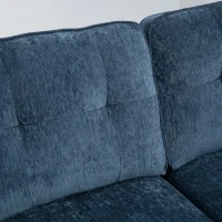 HOMCOM Sofá de Canto com Chaise Longue em Forma de L Estofado em Poliéster para Sala Capacidade 250 kg 215x142x88 cm Azul(m-8)