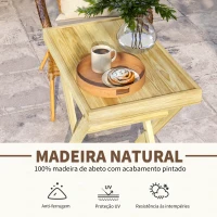 Outsunny Mesa de Jardim Retangular Mesa de Exterior de Madeira Capacidade 40 kg para Varanda Pátio 68x44x75 cm Natural(m-4)