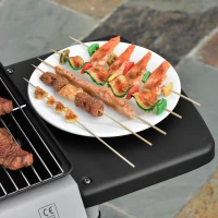 Outsunny Barbecue a Gás com 2 Queimadores 2,8 KW 2 Rodas 2 Mesas Laterais e Grelhas de Aço para Piquenique Campismo 104x49x99 cm Preto(m-8)