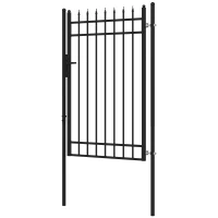 Outsunny Porta para Vedação de Jardim de Aço com Decoração de Setas Fechadura e Chaves Porta para Exterior Pátio 107x204 cm Preto(m-11)