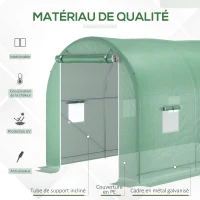 Outsunny Serre de Jardin Tunnel Surface Sol 8 m² 4L x 2l x 2,05H m châssis Tubulaire renforcé Porte zippée 6 fenêtres enroulables Vert(m-4)