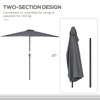 Outsunny 3(m) Half Parasol Semi Round Umbrella Patio Metal Frame Crank Handle for Balcony-- NO BASE INCLUDED, Grey(m-4)