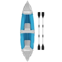 Outsunny Inflatable Kayak, Two-Person Inflatable Canoe Boat Set with Air Pump, Aluminium Oars, 318 x 80 x 50cm - Blue(m-11)