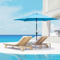 Outsunny 2.7M Garden Parasol Umbrella with Tilt and Crank, Outdoor Sun Parasol Sunshade Shelter with Aluminium Frame, Blue(m-12)