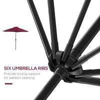 Outsunny 2.7M Patio Tilt Umbrella Sun Parasol Outdoor  Garden Sun Shade Aluminium Frame with Crank Wine Red(m-8)