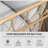 Outsunny Conjunto de Jardim de 4 Peças em Vime Sintético com 2 Poltronas 1 Sofá de 2 Lugares 1 Mesa e Almofadas Natural e Cinza(m-5)