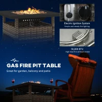Outsunny 72.5 x 72.5cm 50,000 BTU Fire Pit Table, with Cover - Brown(m-4)