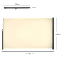 Outsunny Toldo Lateral Retrátil para Terraço Pátio ou Jardim Toldo de Privacidade para Exterior Dobrável 300x180cm Creme(m-3)