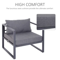 Outsunny 6 PCs Outdoor Indoor Sectional Sofa Set Thick Padded Cushions Aluminium Frame 5 Seaters 1 Coffee Table Footrest Grey(m-6)