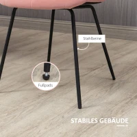 HOMCOM Set van 2 Eetkamerstoelen, Accentstoelen, Keukenstoelen, Retro-Design, Fluweelachtige uitstraling, 50 cm x 61 cm x 79 cm, Roze(m-6)