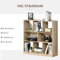 HOMCOM Boekenkast Plank Staande Plank, 8 Planken, 97,5 x 30 x 100 cm, Eikenoptiek(m-5)