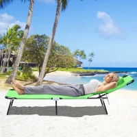 Outsunny Sun Lounger Foldable Reclining Chair with Pillow and Reading Hole Garden Beach Outdoor Recliner Adjustable Green(m-13)