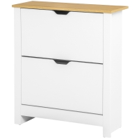 HOMCOM Schoenenkast Schoenenrek Schoenenopslag, 2 vakken, 12 paar schoenen, 72 cm x 26 cm x 80 cm, Wit + Bruin