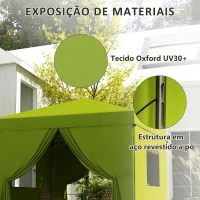 Outsunny Tenda Dobrável 3x3 m Tenda de Jardim com 4 Paredes Laterais 2 Janelas de Malha Altura Ajustável Impermeável e Anti-UV Verde(m-7)