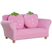 HOMCOM Sofa dziecięca fotel dziecięcy sofa kanapa dzieci pokój dziecięcy sofa dwuosobowa sofa z motywem truskawek