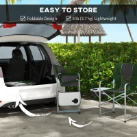 Outsunny Folding Aluminium Camping Chair, with Cooler Bag Table - Green(m-6)