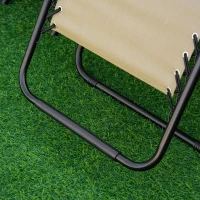 Outsunny 3pcs Folding Zero Gravity Chairs Sun Lounger Table Set w/ Cup Holders Reclining Garden Yard Pool, Beige(m-11)