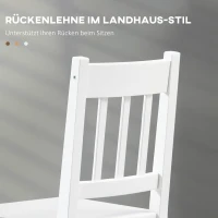 HOMCOM Set van 4 Eetkamerstoelen Keukenstoelen Stoelen, Massief Hout, 41 cm x 46,5 cm x 85,5 cm, Wit(m-5)