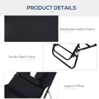 Outsunny Adjustable Sun Lounger W/Pillow-Black(m-6)