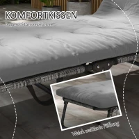 Outsunny Ligbed, 4-voudig verstelbare rugleuning, kussen, zijvak, hoofdsteun, 68 x 189 x 30 cm, Grijs(m-7)