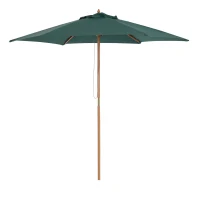 Outsunny 2.5m Wooden Garden Patio Parasol Umbrella-Dark Green(m-1)