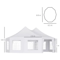 Outsunny 9x7m Waterproof Marquee Canopy-White(m-3)