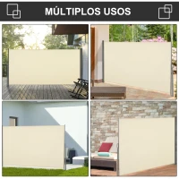 Outsunny Toldo Lateral Retrátil para Terraço Pátio ou Jardim Toldo de Privacidade para Exterior Dobrável 300x160 cm Creme(m-6)